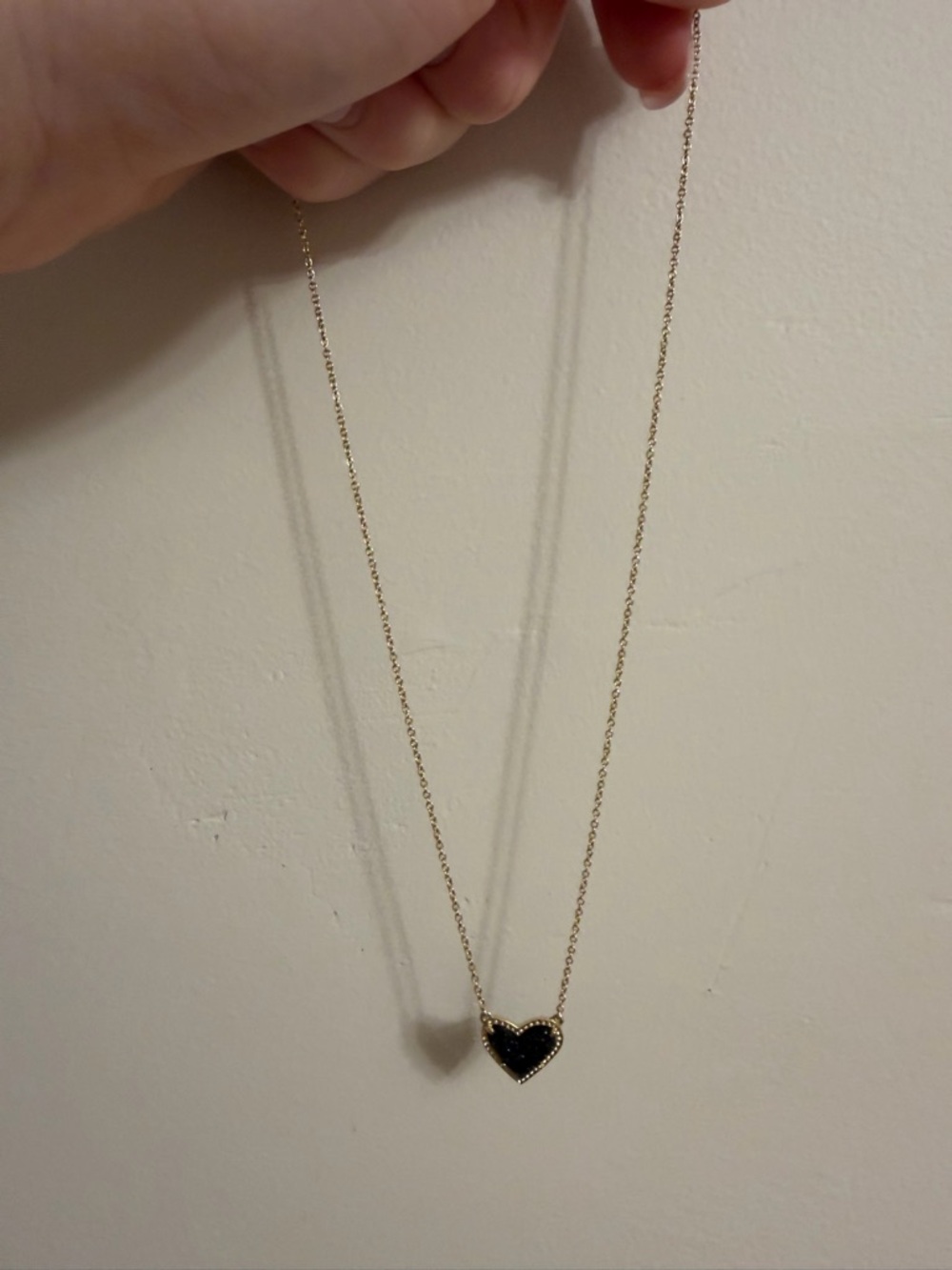 Kendra Scott Gold Chain Necklace with Black Heart Pendant
